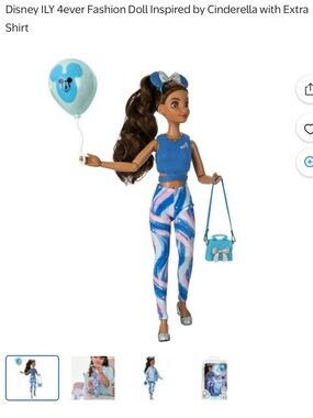 Disney Cinderella Doll in Blue & Pink Outfit with Accessories